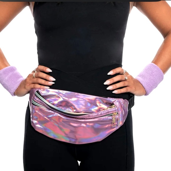 Olivia Miller Handbags - Pink holographic fanny pack - belt strap, zip closure